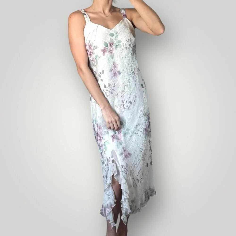 Vintage Fairy Prom Dress 10P Bridal Floral Sheer Ethereal Formal Whimsy Romantic